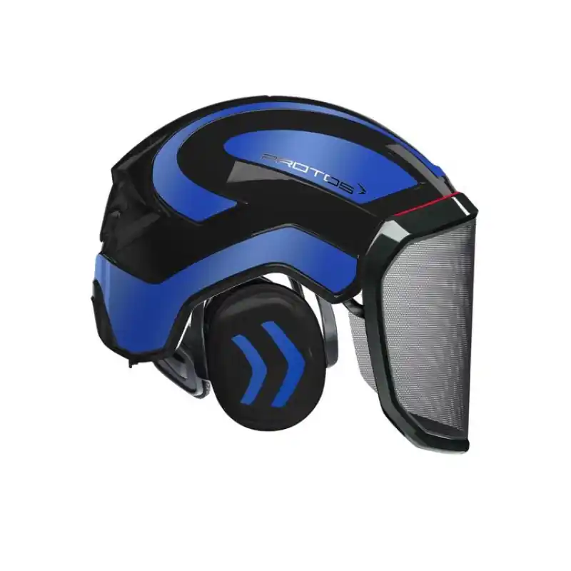 CASQUE DE PROTECTION INTEGRAL FORESTIER – TRONCONNAGE – ELAGAGE – DEBROUSSAILLAGE – VISIERE F39 – NOIR ET BLEU REFLECHISSANT – Noir et Bleu Réfléchissant Bon Marché