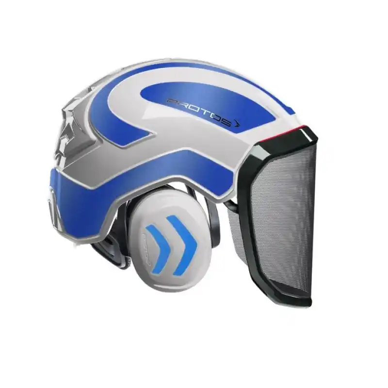 CASQUE DE PROTECTION INTEGRAL FORESTIER – TRONCONNAGE – ELAGAGE – DEBROUSSAILLAGE – VISIERE F39 – BLANC ET BLEU METALLISE – Blanc et Bleu métallisé Livraison Express