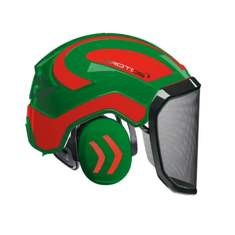 CASQUE DE PROTECTION INTEGRAL FORESTIER – TRONCONNAGE – ELAGAGE – DEBROUSSAILLAGE – VISIERE F39 – VERT ET ROUGE ORANGE – Vert et Rouge Orangé Fluo Bon Plan
