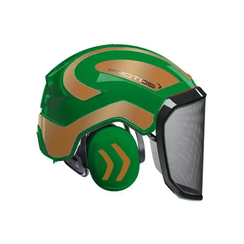 Top Vente CASQUE DE PROTECTION INTEGRAL FORESTIER – TRONCONNAGE – ELAGAGE – DEBROUSSAILLAGE – VISIERE F39 – VERT ET OR – Vert et Or