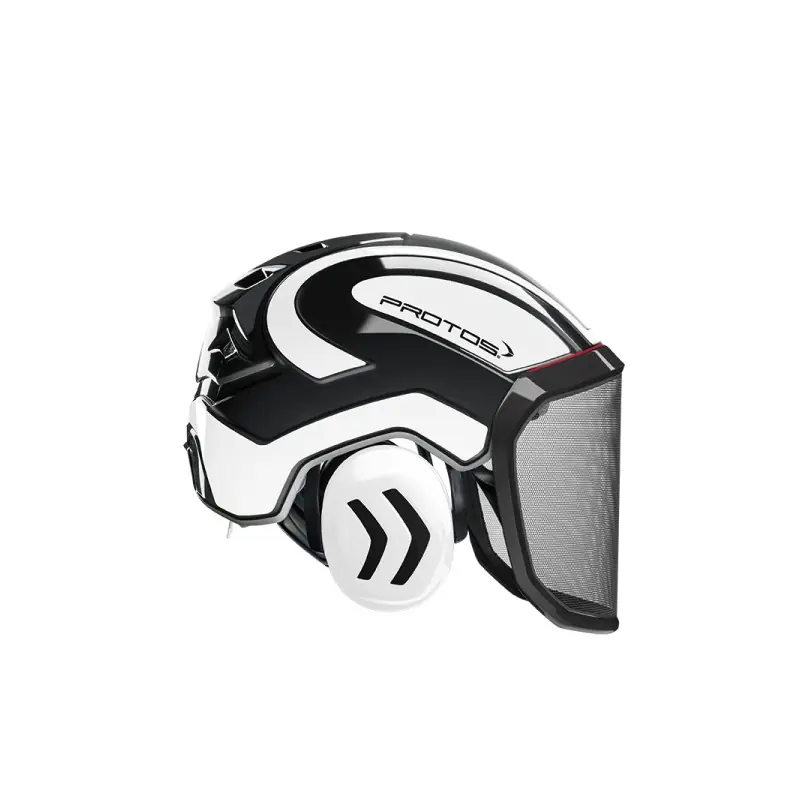 CASQUE DE PROTECTION INTEGRAL FORESTIER – TRONCONNAGE – ELAGAGE – DEBROUSSAILLAGE – VISIERE F39 – NOIR ET BLANC – Noir et Blanc Soldes