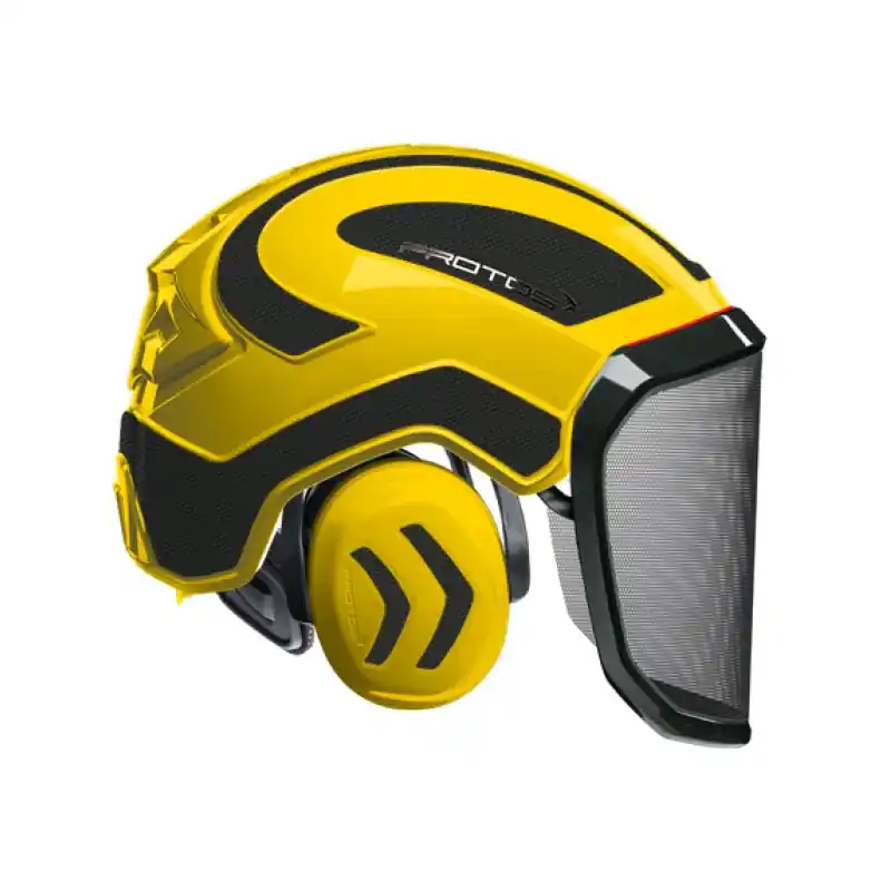 CASQUE DE PROTECTION INTEGRAL FORESTIER – TRONCONNAGE – ELAGAGE – DEBROUSSAILLAGE – VISIERE F39 – JAUNE ET GRIS CARBONE – Jaune et Gris Carbone Paiement Sécurisé