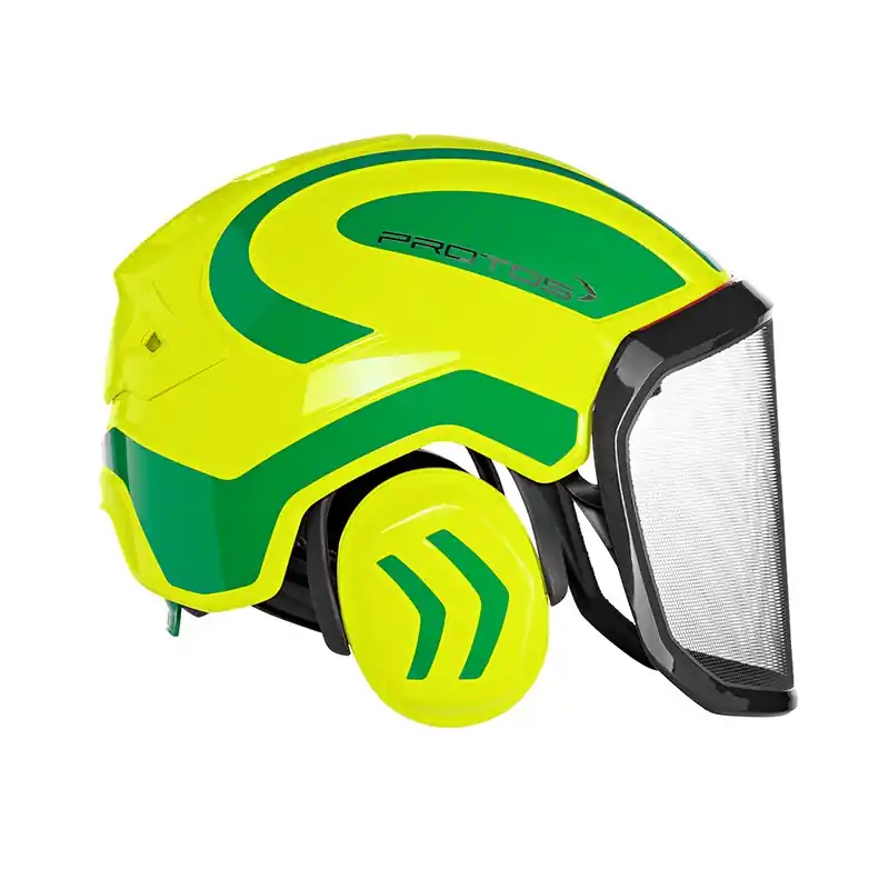 CASQUE DE PROTECTION INTEGRAL FORESTIER – TRONCONNAGE – ELAGAGE – DEBROUSSAILLAGE – VISIERE F39 – JAUNE FLUO ET VERT – Jaune Fluo et Vert Meilleure Vente