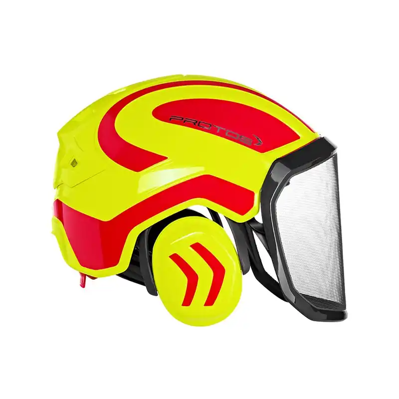 Haute Qualité CASQUE DE PROTECTION INTEGRAL FORESTIER – TRONCONNAGE – ELAGAGE – DEBROUSSAILLAGE – VISIERE F39 – JAUNE FLUO ET ROUGE – Jaune Fluo et Rouge
