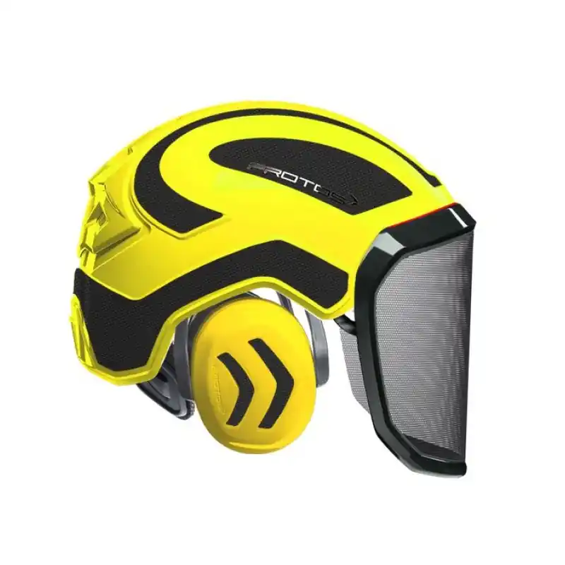 CASQUE DE PROTECTION INTEGRAL FORESTIER – TRONCONNAGE – ELAGAGE – DEBROUSSAILLAGE – VISIERE F39 – JAUNE FLUO ET GRIS CARBONE – Jaune Fluo et Gris Carbone Usine Directe