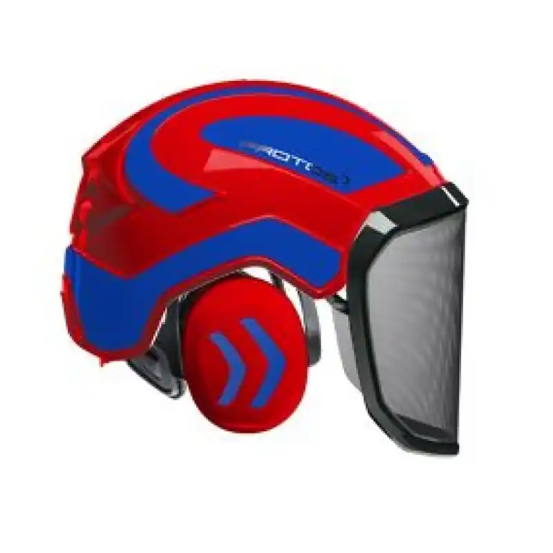 CASQUE DE PROTECTION INTEGRAL FORESTIER – TRONCONNAGE – ELAGAGE – DEBROUSSAILLAGE – VISIERE F39 – ROUGE ET BLEU – Rouge et Bleu Prix Réduit