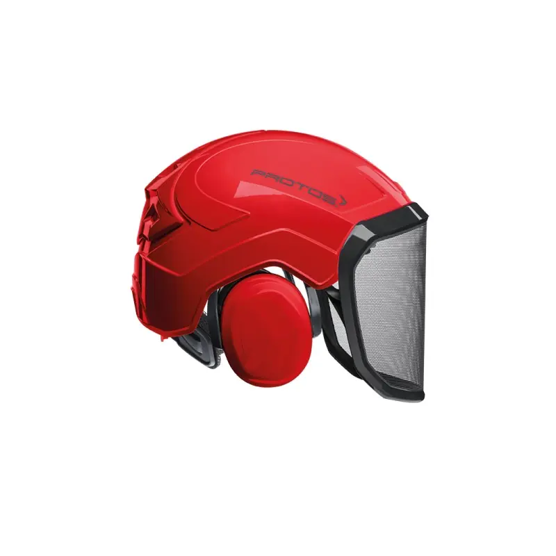 CASQUE DE PROTECTION INTEGRAL FORESTIER – TRONCONNAGE – ELAGAGE – DEBROUSSAILLAGE – VISIERE F39 – ROUGE – Rouge 10 Offre Limitée