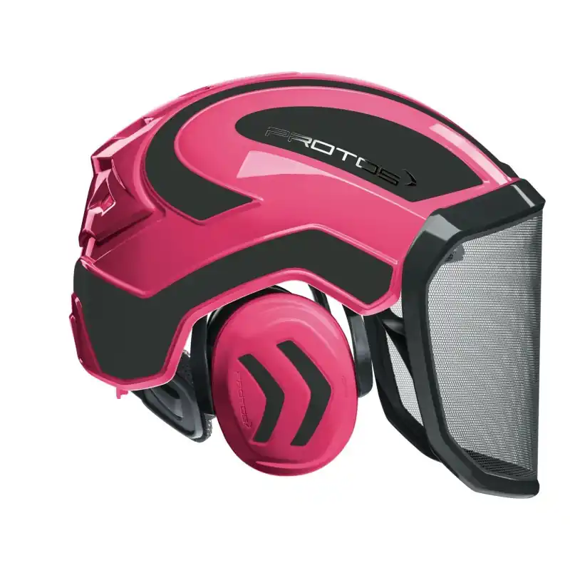 Prix Réduit CASQUE DE PROTECTION INTEGRAL FORESTIER – TRONCONNAGE – ELAGAGE – DEBROUSSAILLAGE – VISIERE F39 – ROSE ET NOIR MAT – Rose et Noir Mat