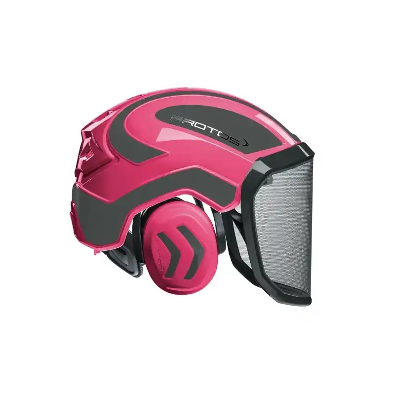 Quantité Limitée CASQUE DE PROTECTION INTEGRAL FORESTIER – TRONCONNAGE – ELAGAGE – DEBROUSSAILLAGE – VISIERE F39 – ROSE ET GRIS – Rose et Gris