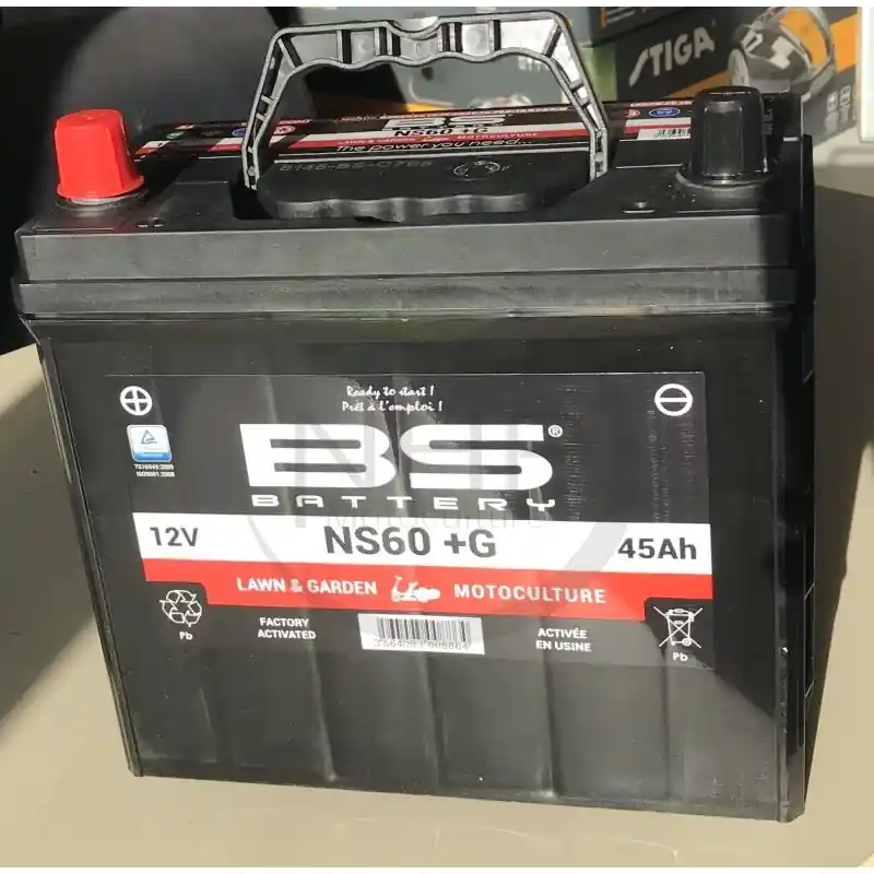 BATTERIE NS60 +G – 12 VOLT – 12V – 45Ah – + A GAUCHE – 228X129X255 – Vente Directe