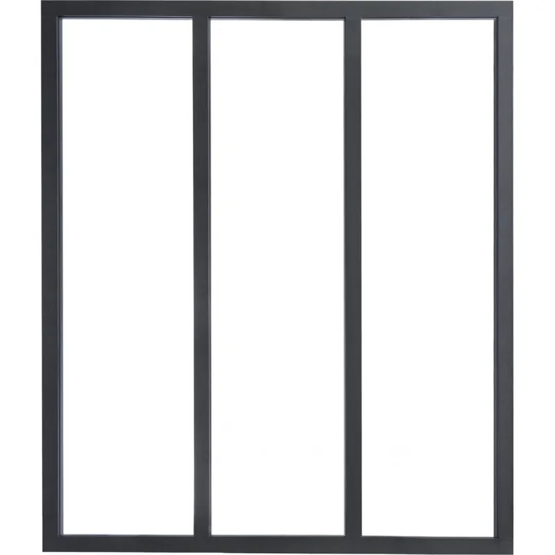 Certifié Verrière intérieure 3 carreaux 108 x 93,2 cm noir - vitrage inclus