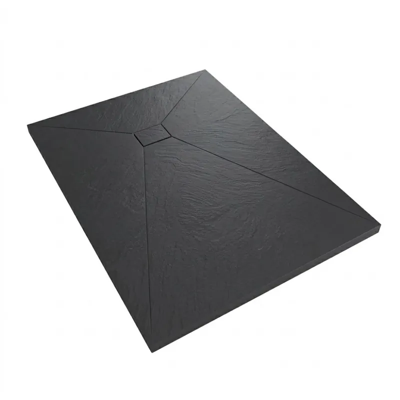Soldes Receveur de douche effet pierre – ardoise noir mat – Stone 2
