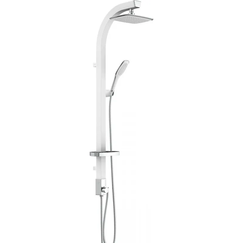 Colonne de douche blanc et chromé avec porte-savon – Madagaskar Pas Cher