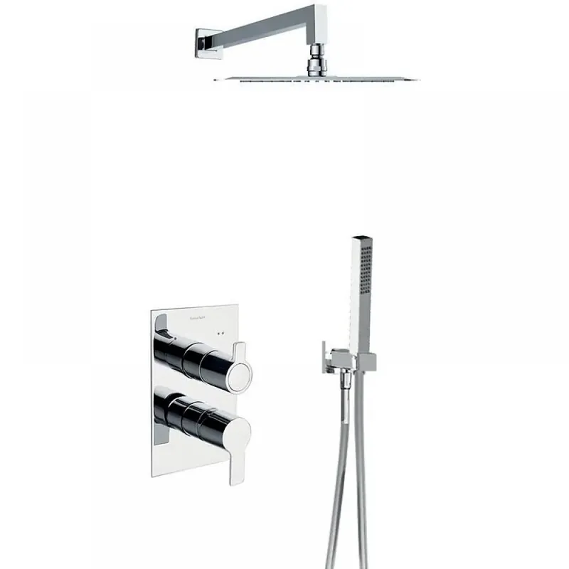 Ensemble de douche encastré – thermostatique – design carré – Blautherm Livraison Express