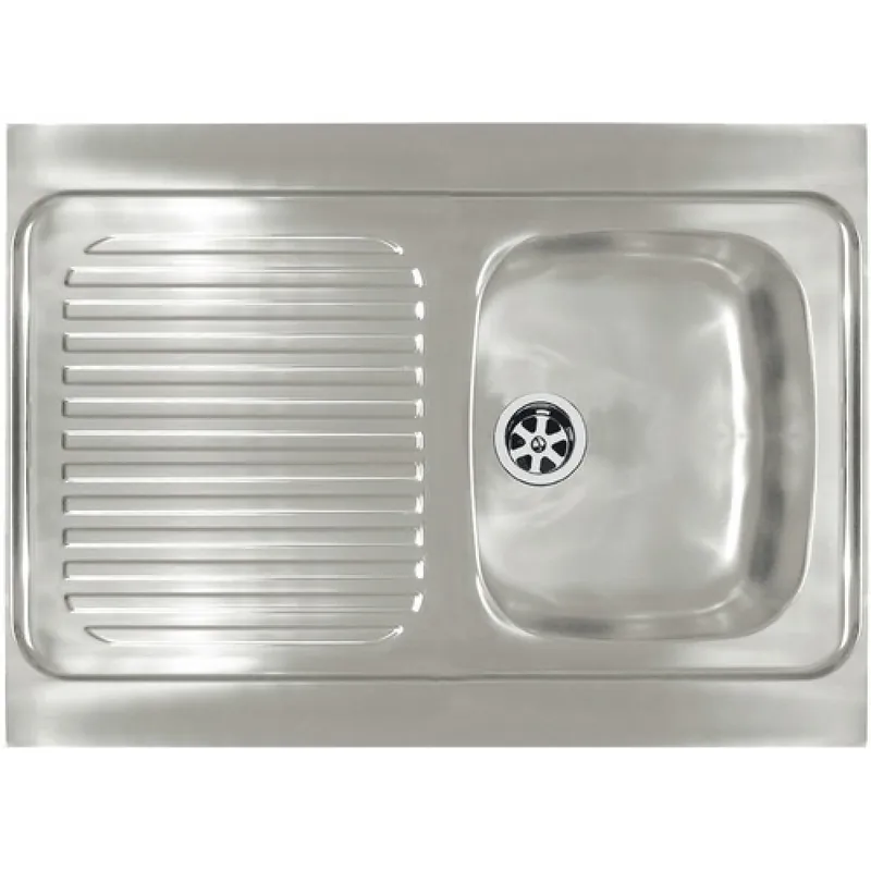 Evier à poser – inox 90 x 60 cm – 1 cuve et 1 égouttoir Pas Cher