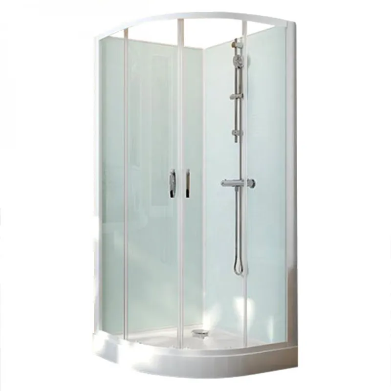 Cabine de douche 1/4 rond 90 cm Iziglass 2 coulissante – accès d'angle – mitigeur thermostatique Marque