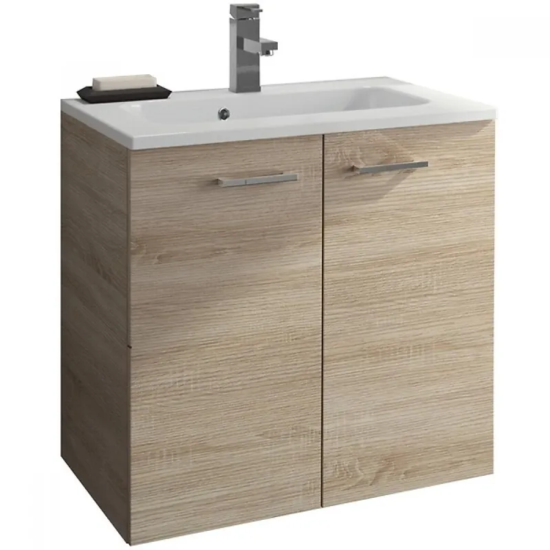 Affaire À Saisir Meuble de salle de bains complet couleur Chêne – largeur 60 cm – Angelo