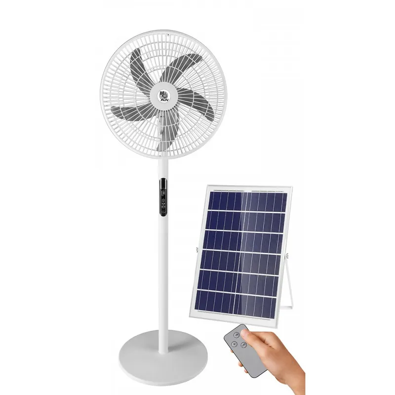 Ventilateur solaire hybride rechargeable – 3 vitesses – noir ou blanc Nouveauté
