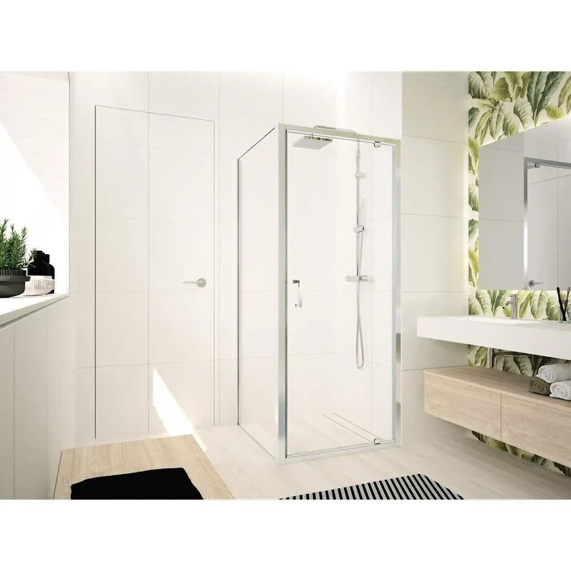 Prix Promo Porte de douche pivotante avec verre transparent – 78 à 84 cm – Ocean G