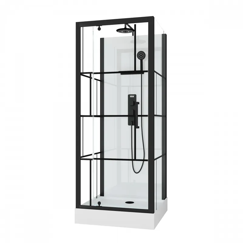 Cabine de douche 80×80 cm – style industriel – porte pivotante – Graphic Quantité Limitée