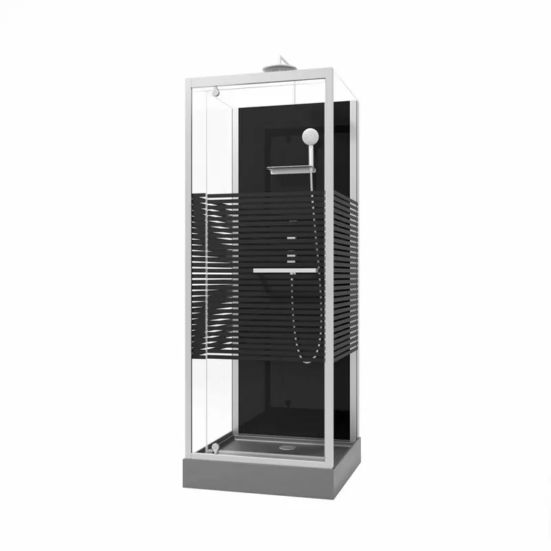 Promotion Cabine de douche 90x90cm Study 2 porte pivotante – verre sérigraphié gris anthracite