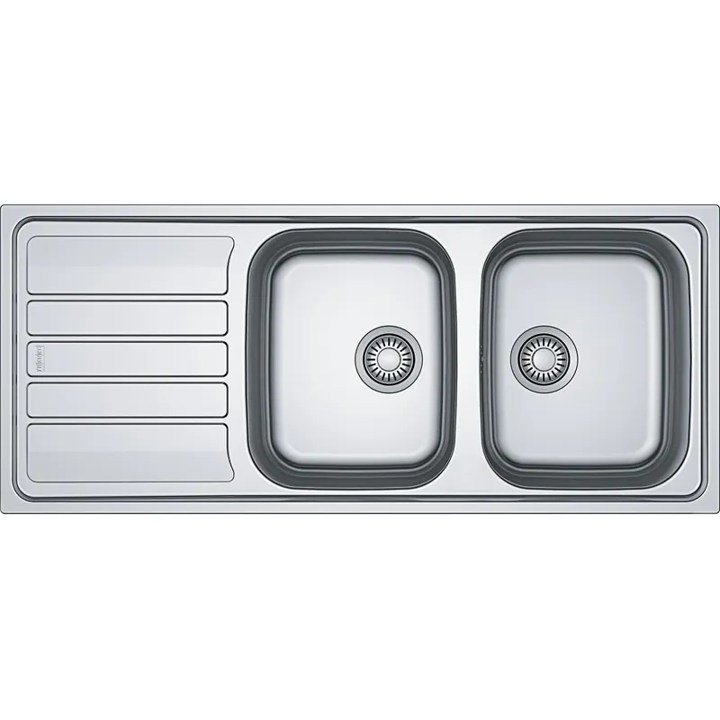 Évier inox à encastrer 1160 x 500 mm – 2 cuves et 1 égouttoir – Flash 621 Haute Qualité