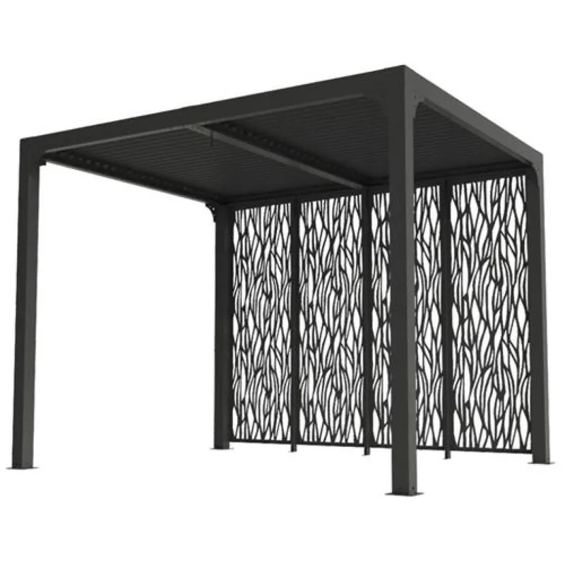 Pergola bioclimatique autoportante manuelle aluminium gris 2,40 x 3 m -moucharabieh Acheter Direct