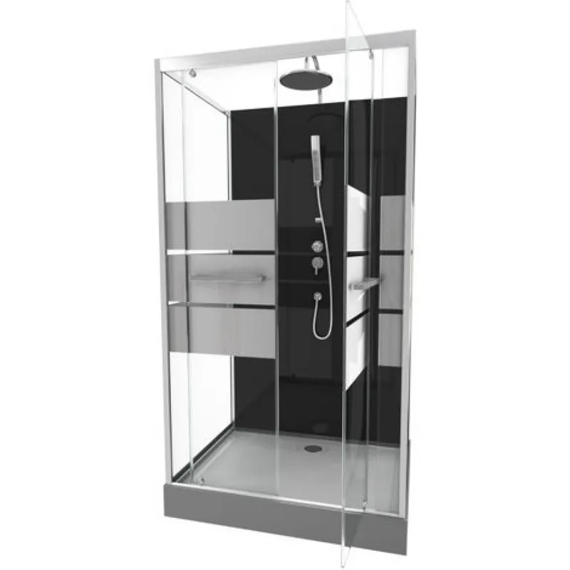 Cabine de douche Study 110x80 cm - accès de face par portes pivotantes Expédition Rapide