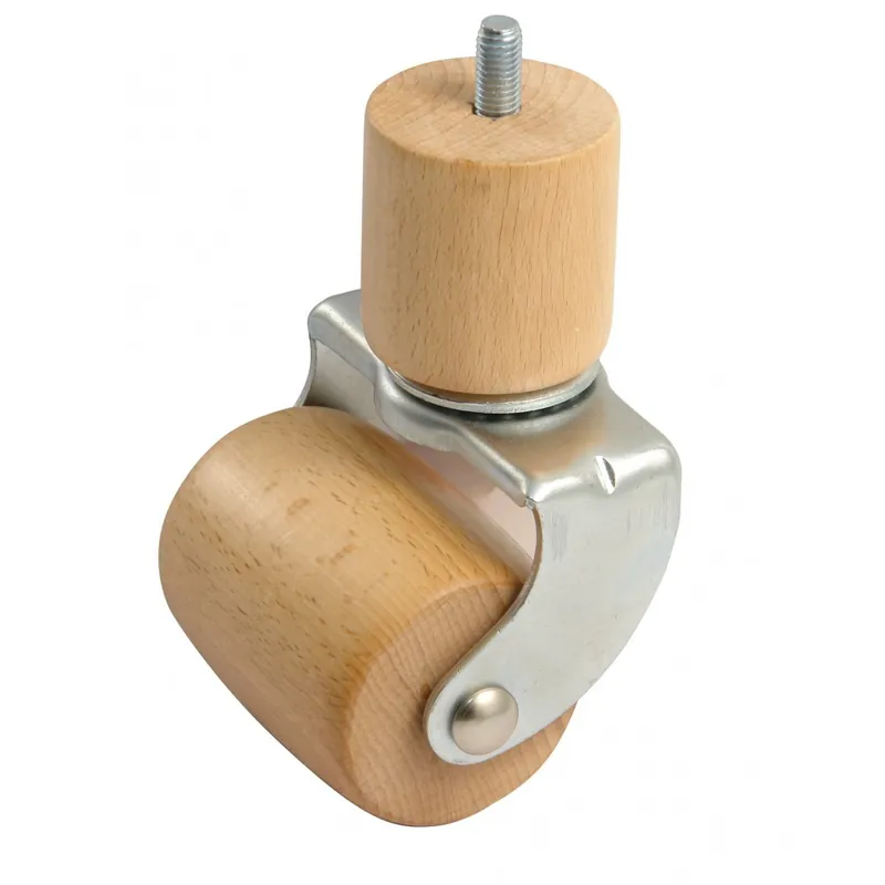 Roulette en bois sur platine pivotante – hauteur variable – charge 100 kg Satisfait Ou Remboursé