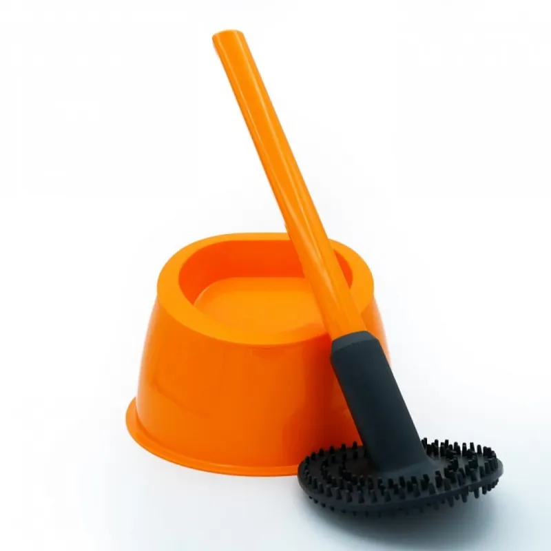 Brosse WC silicone avec picots – 100% hygiénique – orange mandarine Populaire