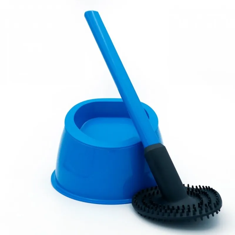 Brosse WC silicone avec picots – 100% hygiénique – bleu azur Vente Flash