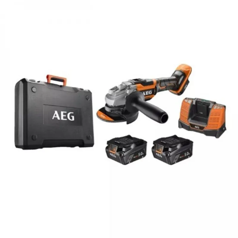 Bon Marché Meuleuse 18V Brushless – Ø125mm + 2 batteries 5Ah et disque diamant – BEWS18-125BL-502C