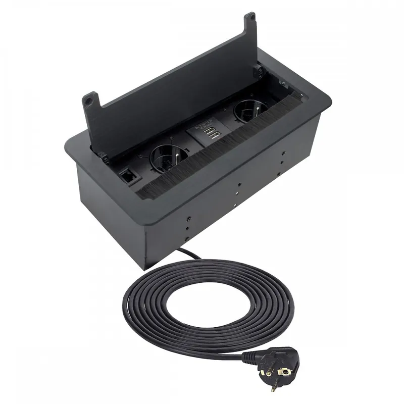 Meilleur Choix Bloc prise encastrable Inbox avec cache noir – 2xPC – 2xUSB – 1xRJ45 – 1xHDMI
