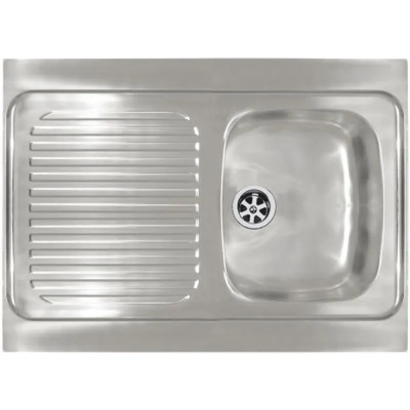 Evier inox à poser 1 cuve et 1 égouttoir – 80 x 60 cm Acheter En Ligne