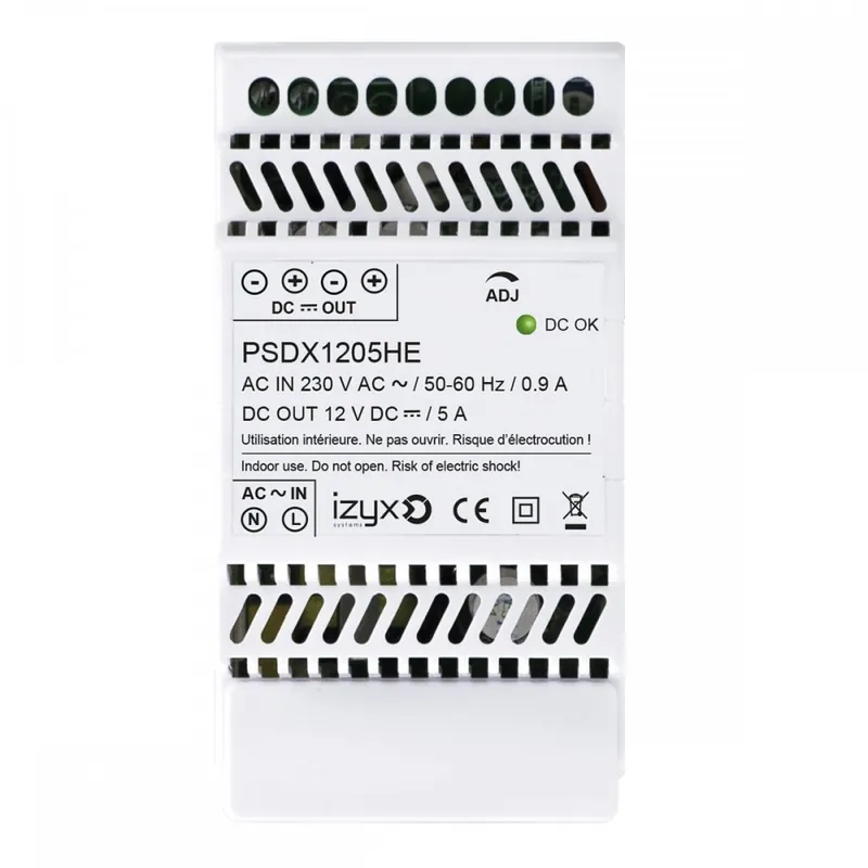 Promotion Alimentation pour rail DIN 3M 230V AC – 12V DC (12-14V) – 5A