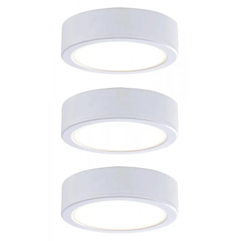 Bon Plan Kit 3 spots saillie pour meubles Pukk – 12/230V – plastique – blanc