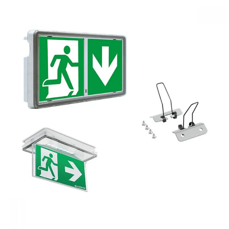 BAES One Universel Evacuation IP44 + porte drapeau standard + kit d'encastrement Achat Immédiat