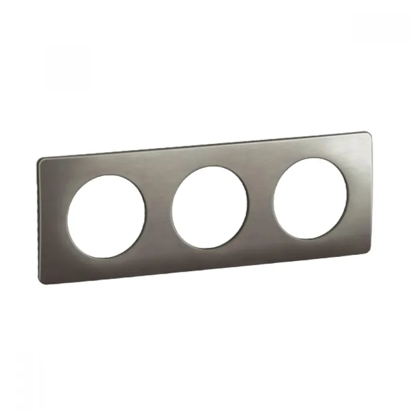 Remise Plaque de finition 3 postes – acier/aluminium satiné – Céliane