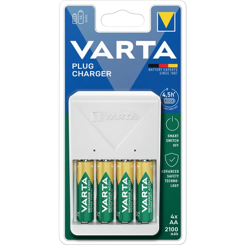 Chargeur VARTA Plug Charger 4 canaux AA/AAA + 4 piles AA 2100 mAh Achat Immédiat