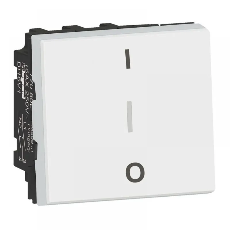 Interrupteur bipolaire Mosaic – 2 modules – 20 AX – blanc Prix Promo