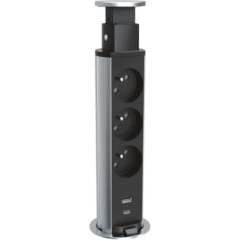 Bloc prises escamotable – 3 prises et chargeur USB – INCARA™ Tower 60 Seulement Aujourd’hui