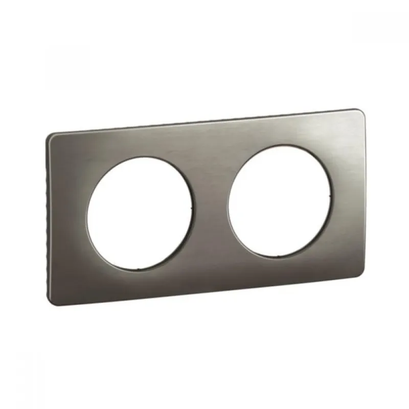 Plaque de finition 2 postes – acier/aluminium satiné – Céliane Achetez Aujourd’hui