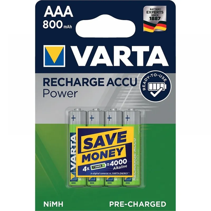 Expédié Aujourd’hui Piles rechargeables – AAA – pack de 4 – Capacité 800 mAh – Ni/MH
