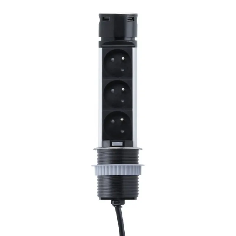 Bloc 3 prises escamotable – 2P+T + 2 ports USB Jusqu’à Épuisement Des Stocks