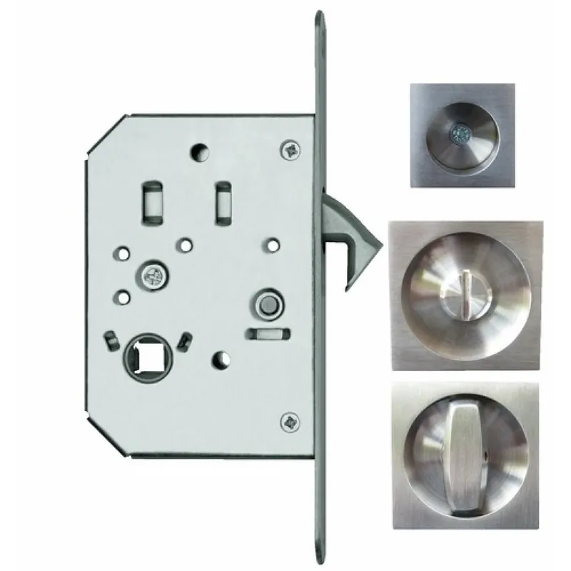 Serrure porte coulissante - condamnation - rosace carrée - inox - EPD Achat Immédiat