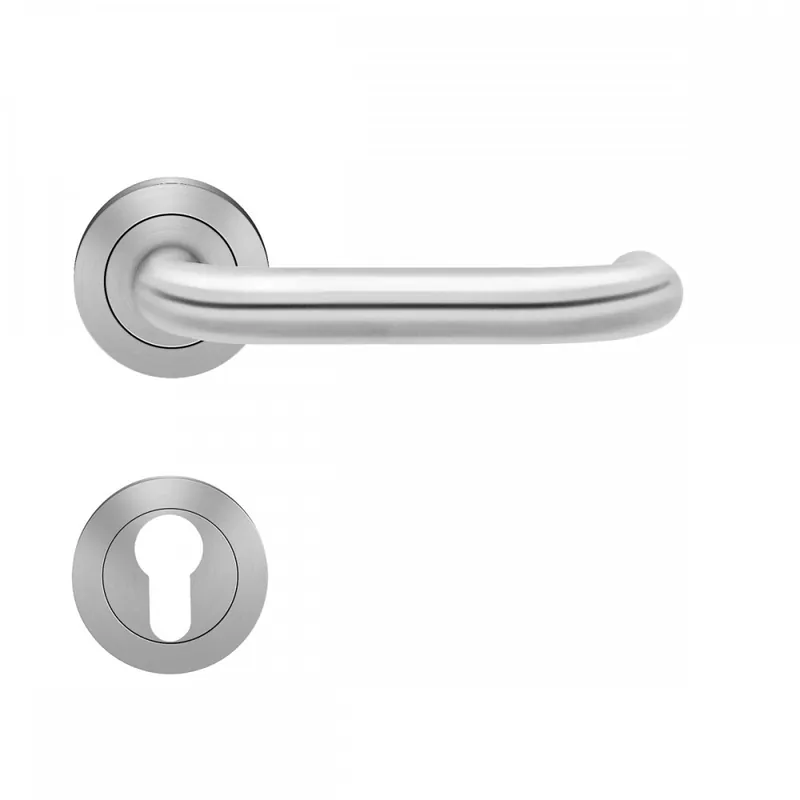 Poignées de porte sur rosaces rondes série ER 27 Crète - inox satiné Commander Maintenant