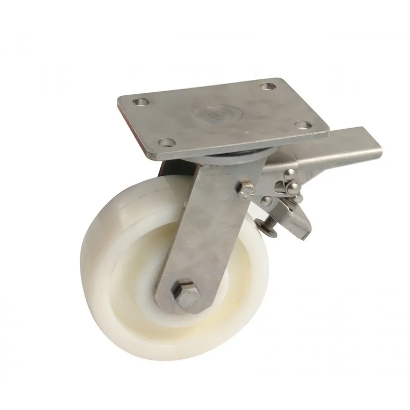 Roulette de manutention à platine inox pivotante à frein – Mecano Bon Plan