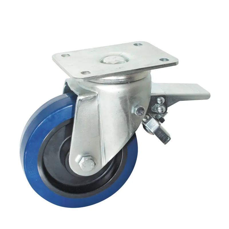 Must-Have Roulette caoutchouc bleu sur platine pivotante à frein