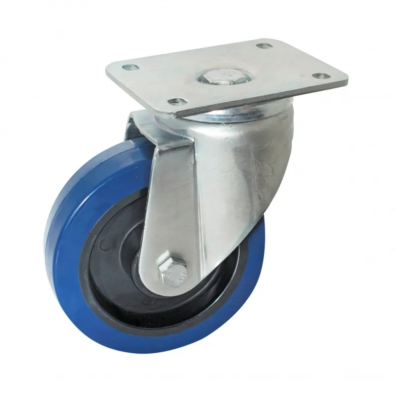Offre Du Jour Roulette caoutchouc bleu sur platine pivotante – charge lourde