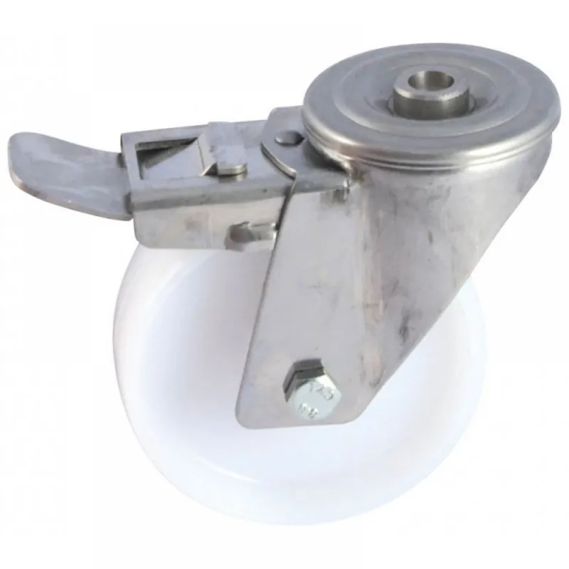 Roulette sur oeil inox pivotant à frein – bandage polyamide Prix Choc